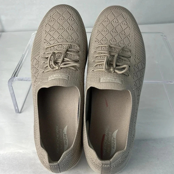 SKECHERS On The Go Performance Arch Fit Uplift Knit Lace-Up Detail Taupe Size 11 - Picture 7 of 14